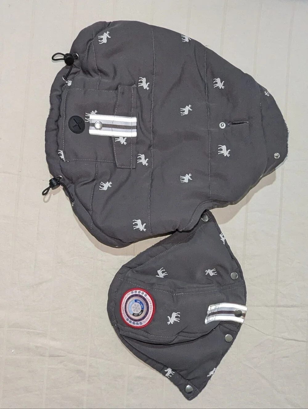 LuvGear Hooded Puffer Dog Jacket Grey White Moose